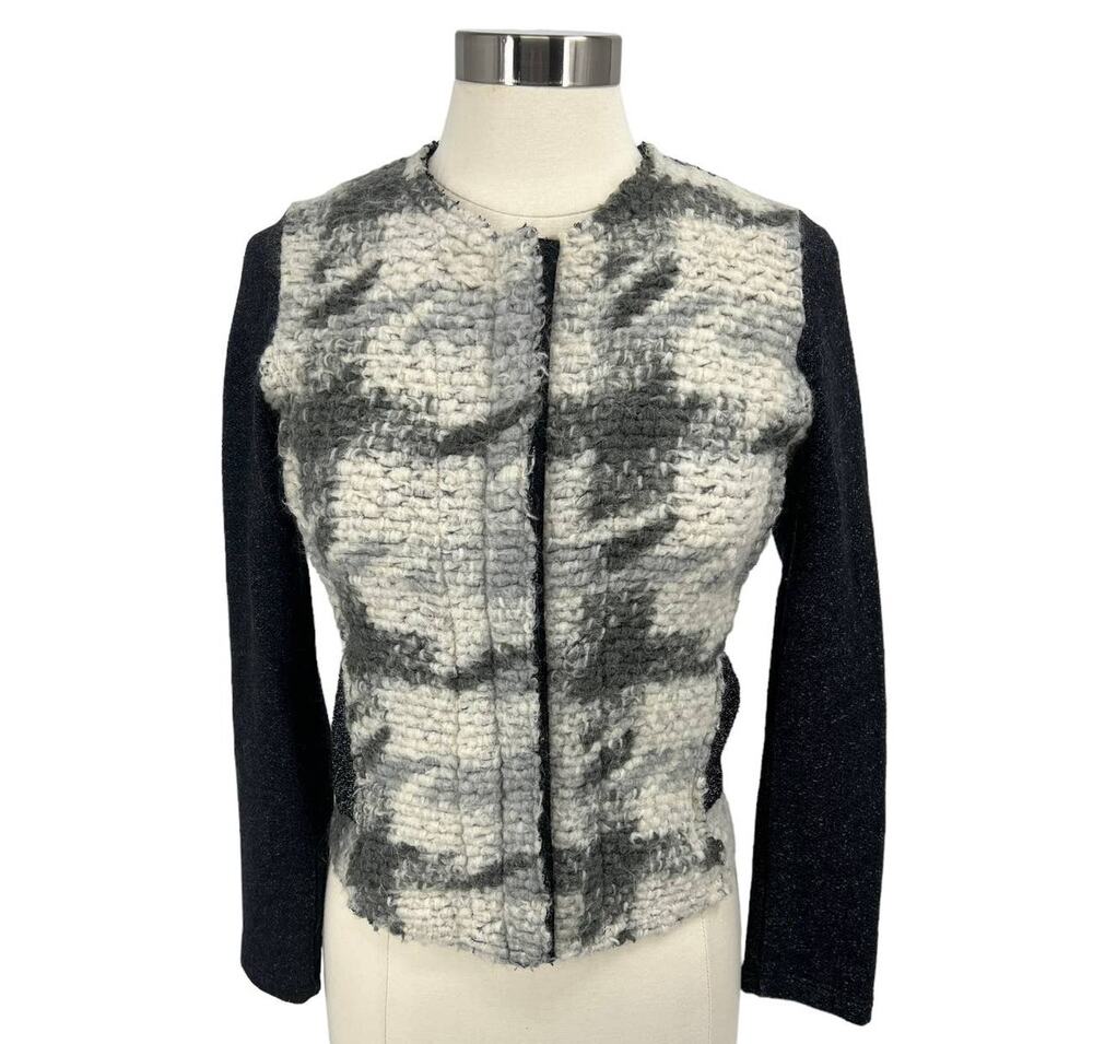 ANTHROPOLOGY Dolan Black Grey Wool Moto Sweater Small